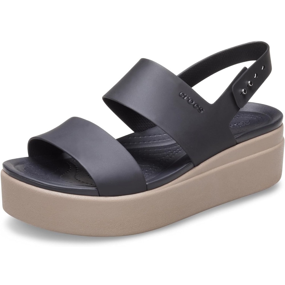 Crocs Women's Brooklyn Low Wedge Sandals Black Mushroom Size 8 New Platform